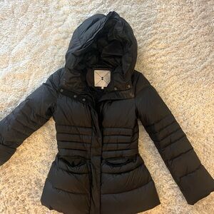 Black Hooded Quilted Puffer Coat